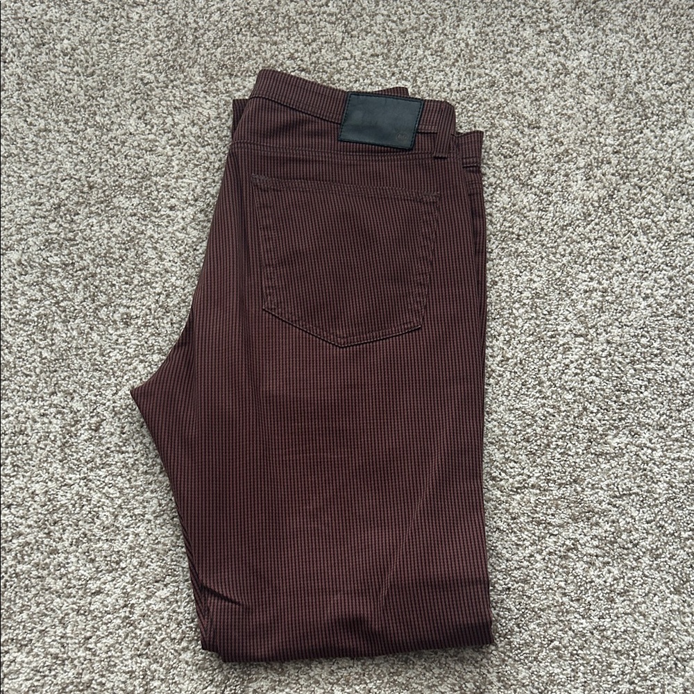 AG Adriano Goldschmied Men's Burgundy Slim Pants